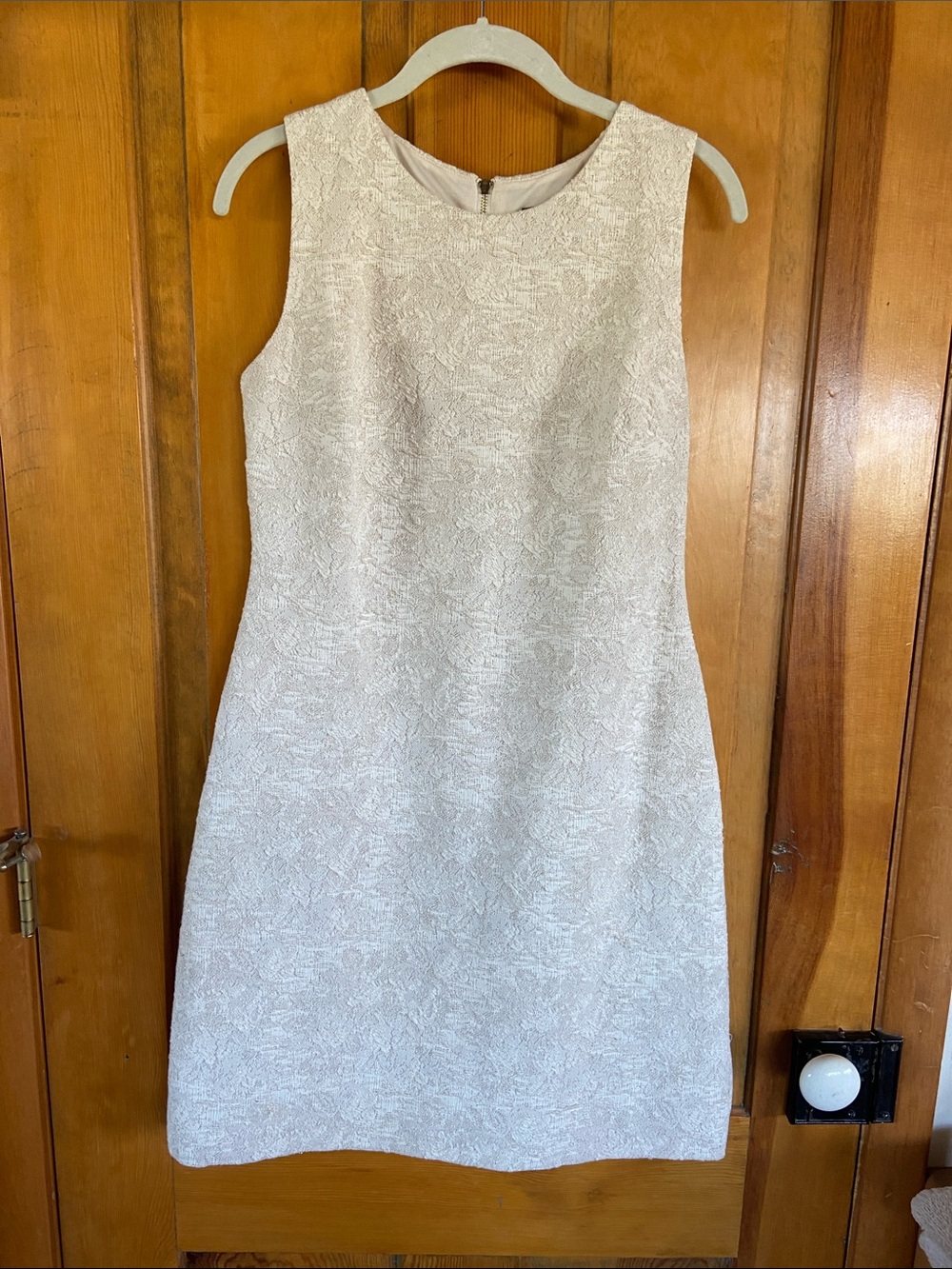 Taylor Ivory Textured Sleeveless Mini Dress with Gold Accents